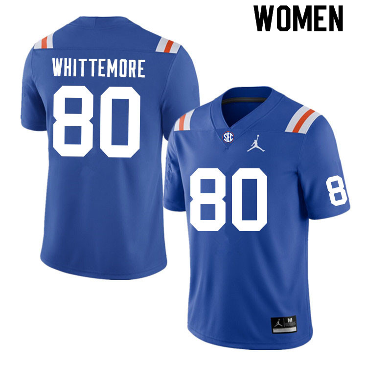 Women #80 Trent Whittemore Florida Gators College Football Jerseys Sale-Throwback